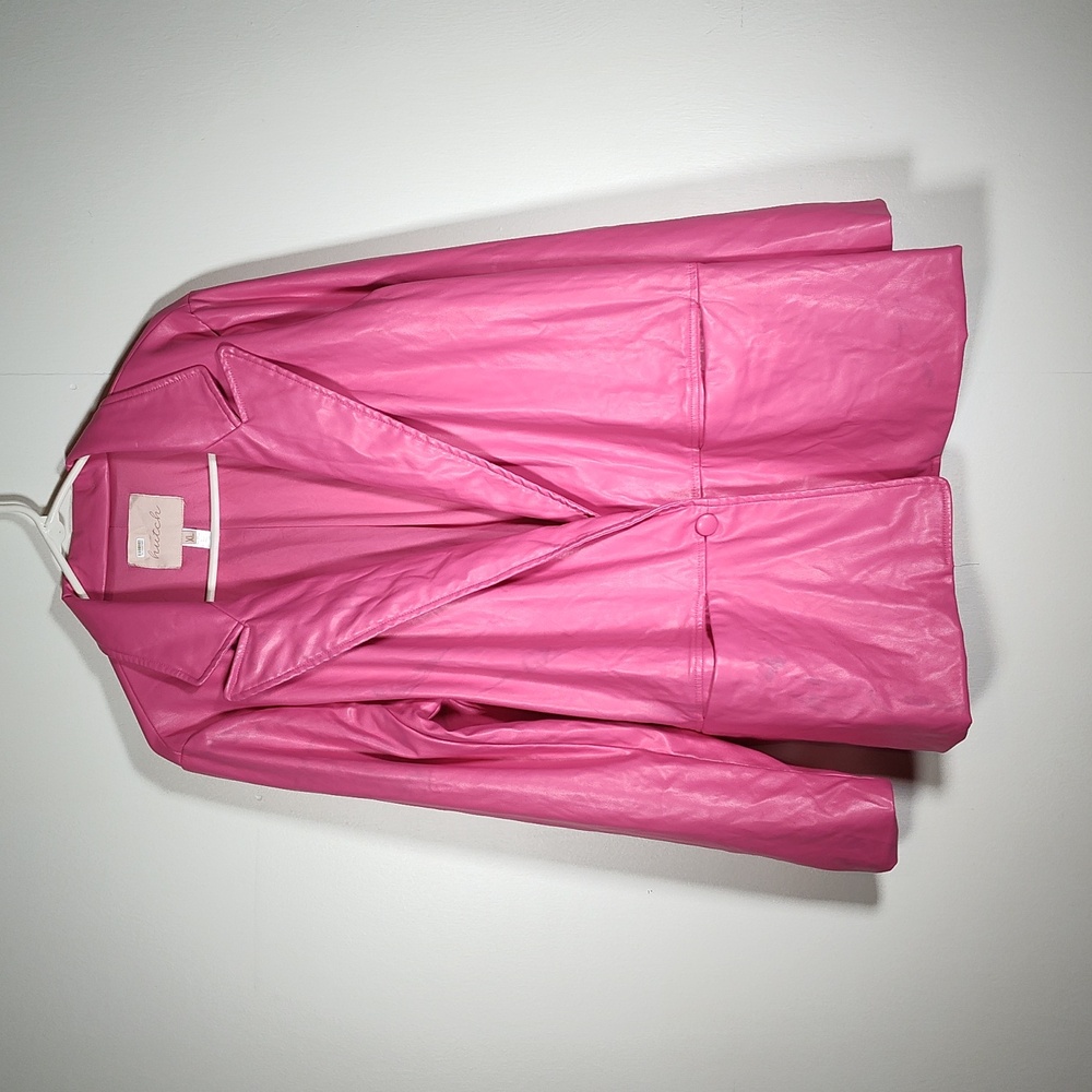 Anthropologie‎ Hutch womens pink vegan faux leather blazer jacket XL